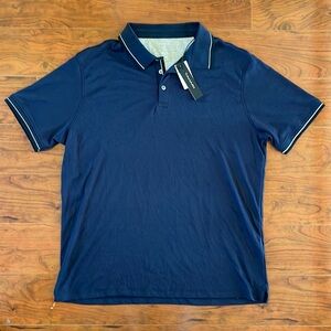 NWT Tahari Men's Navy Blue Short Sleeve Polo Shirt Top